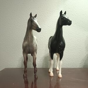 Breyer Black and Speckled Gray Horse Figurine Pair